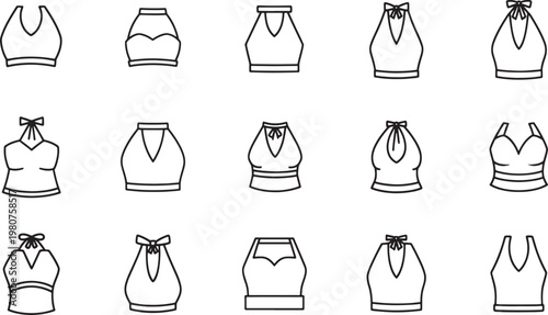 Set of twelve 3 d rendered white vases with black geometric patterns in various shapes 3d rendering