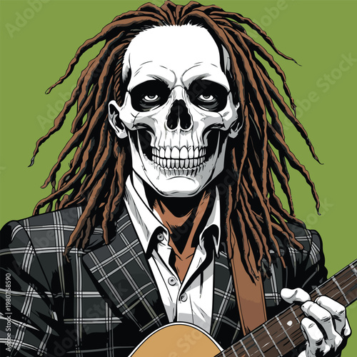 Vector image of a skeleton of a band player