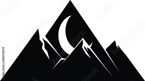 Turkish flag symbol crescent moon and star on black background