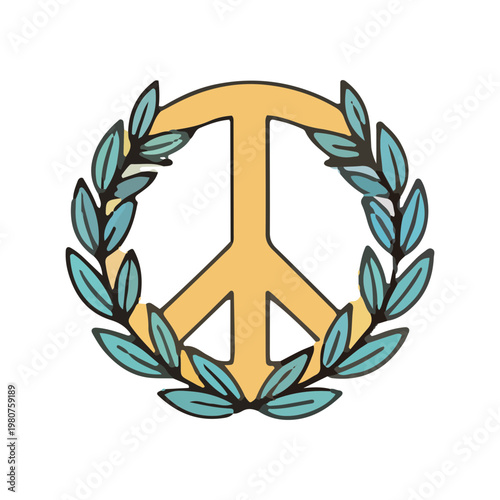 Peace Sign Laurel Wreath Illustration