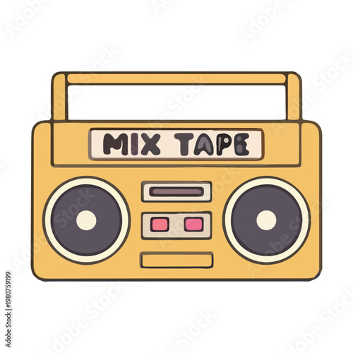 Retro Hand Drawn Boombox Illustration