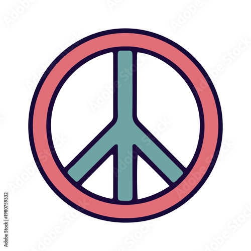 Retro Flat Peace Symbol Vector