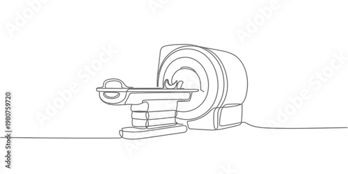 Minimalist line drawing of M R I scanner MRI scanner