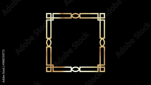 Light loop of a golden European-style square classical borde, alpha channel