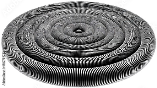 Abstract spiral rendered with alternating black and white lines forming a torus shape