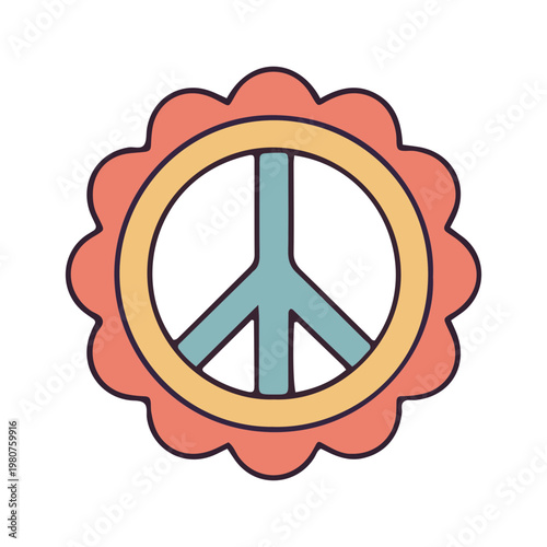 Retro Groovy Peace Sign Flower