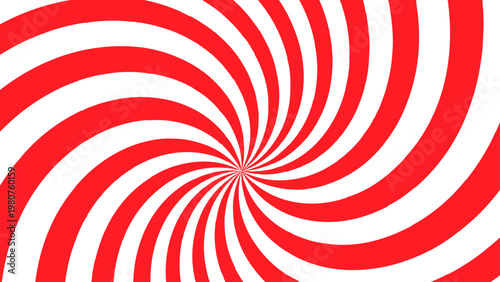 An abstract red and white spiral vector design featuring hypnotic swirls and circular patterns with twirling stripes to create a round illusion wallpaper texture