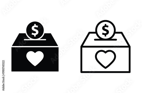 donation box icon vector for web design