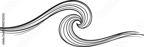 Black wave line black white background swirling lines