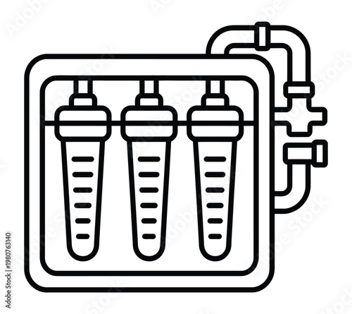 Water Filtration System Line Icon – Reverse Osmosis Purifier Outline Vector Illustration