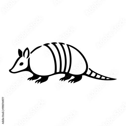 Logotipo con dibujo minimalista con líneas de un armadillo visto de perfil