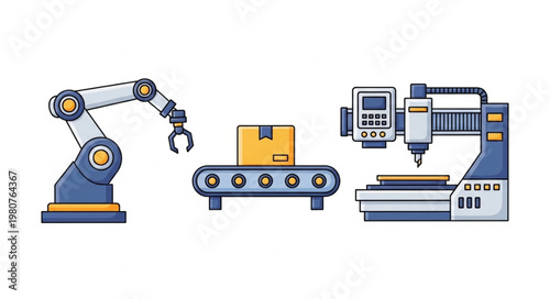 Automated Industrial Manufacturing Equipment Set.