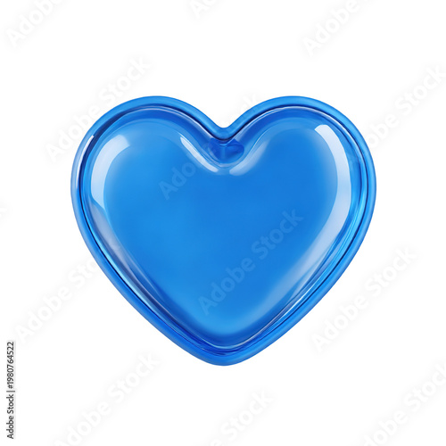 blue heart 3d render icon in cartoon plastic style minimal isolated on transparent background