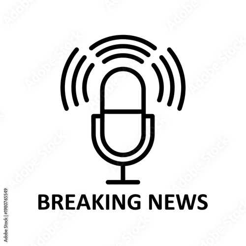 Breaking News Microphone Icon Graphic Symbol.
