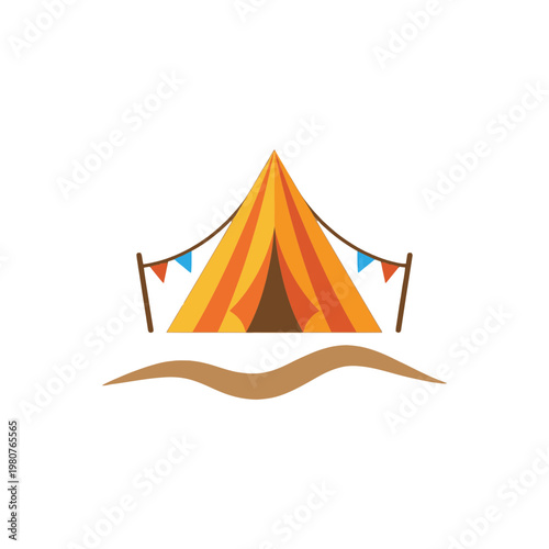 Colorful tent with banner lights.