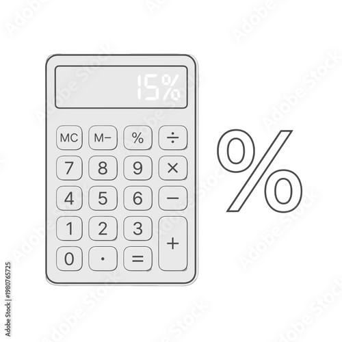 Calculator with percentage sign symbol.