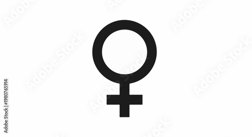 A black Venus symbol is prominently displayed on a white background