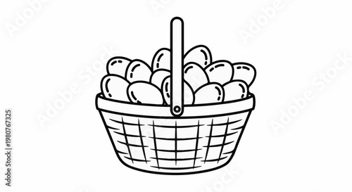 A basket brimming with oval shapes, a classic depiction of bounty