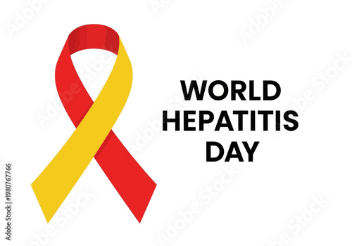 World hepatitis day awareness ribbon in red and yellow