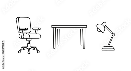 Office Furniture Desk Lamp Chair.