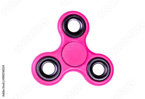 Cuadro en lienzo Bright pink fidget spinner toy isolated on transparent background