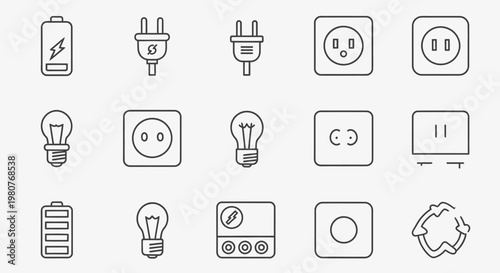 Electricity symbols and power icons.
