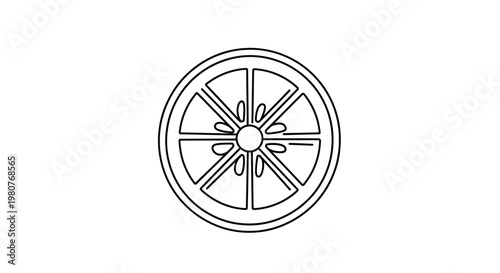 Detailed drawing of a wheel.