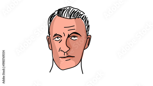 Maurice Merleau-Ponty portrait , flat vector illustration