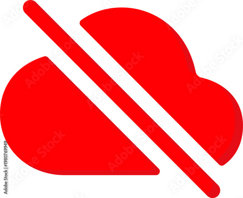 Red cloud icon with diagonal line for offline or disconnected status