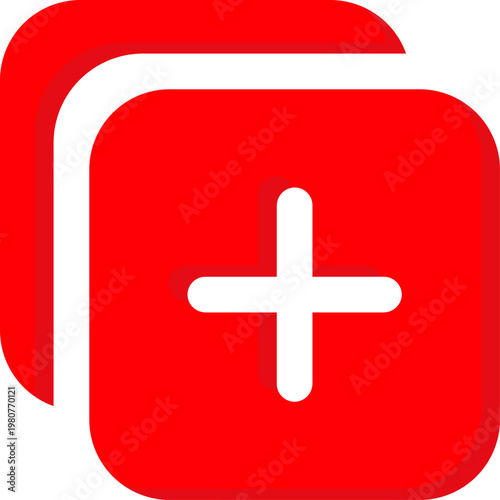 Red add file icon with plus sign for creating new document