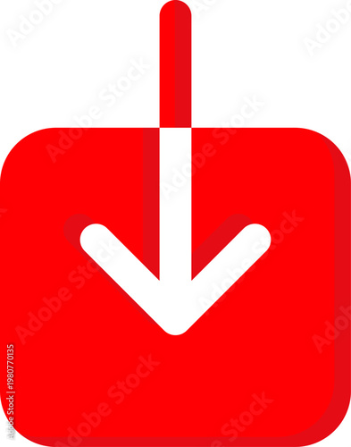 Red document icon with down arrow for file download and save action