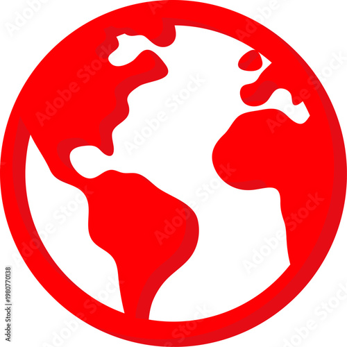 Red planet earth globe vector icon for global travel and geography