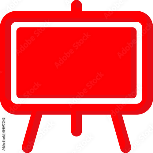 Red presentation board vector icon for school education and business meeting