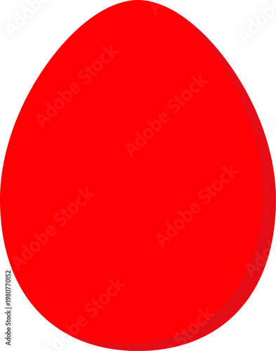 Red oval egg shape vector icon for organic food and nutrition