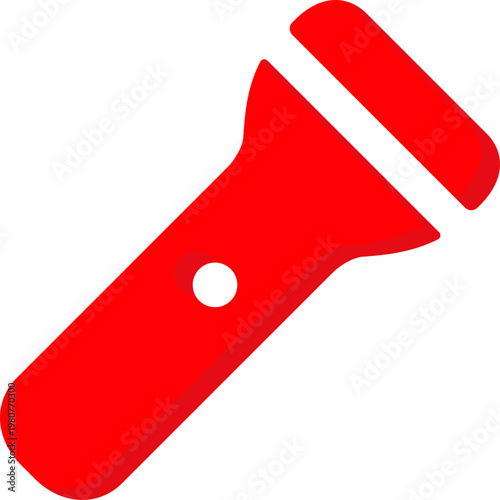 Red flashlight vector icon for electric torch and emergency light