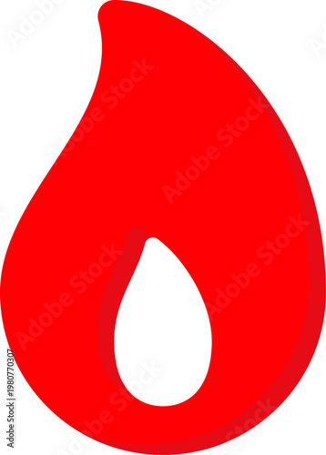 Red fire flame vector icon for heat energy and hot temperature