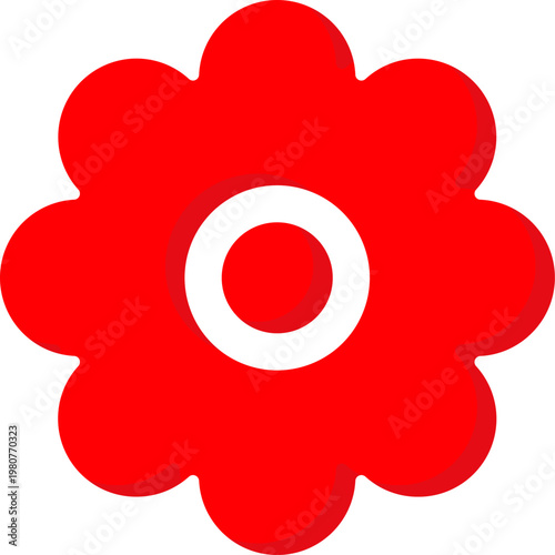 Red gear cogwheel vector icon for industrial settings and repair