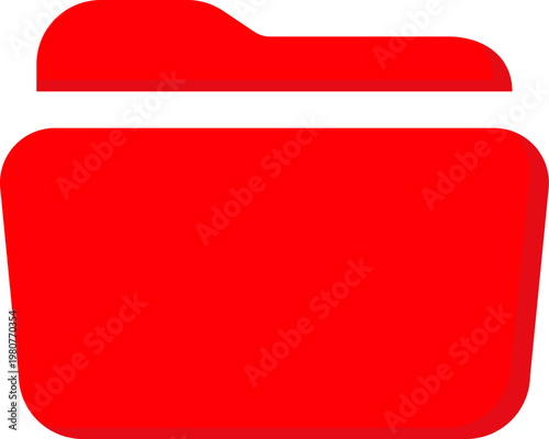 Red open folder vector icon for archive storage and file management
