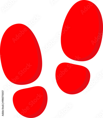 Red footprints vector icon for walking path and human tracking