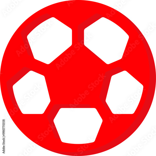Red soccer ball vector icon for sports game and team competition