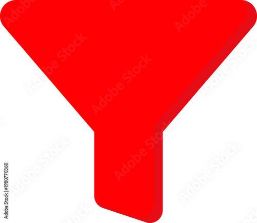 Red funnel vector icon for data filter and list sorting navigation