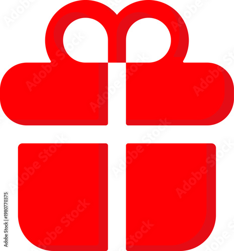 Red gift box vector icon for surprise celebration and holiday present
