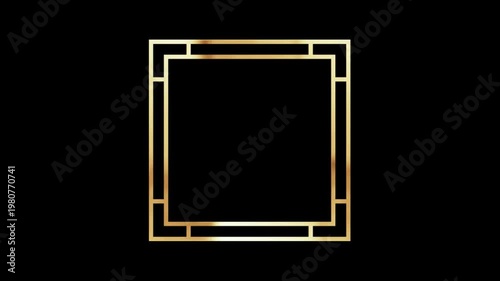 Golden square classical border light loop,alpha channel