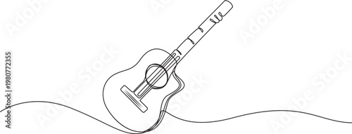 Guitar Continuous One Line Drawing Minimalist Vector Illustration,Continuous Line Drawing of Violin,One Line Drawing of an Acoustic Guitar