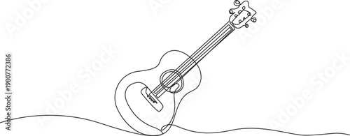 Guitar Continuous One Line Drawing Minimalist Vector Illustration,Continuous Line Drawing of Violin,One Line Drawing of an Acoustic Guitar