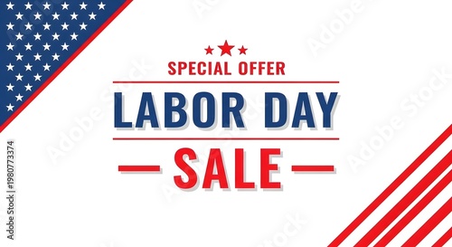 Free Download Labor day sale special offer banner with american flag elements isolated on white background - GFXLoad