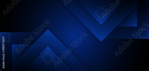 Foto Geometric shapes form abstract design on dark blue background with layers