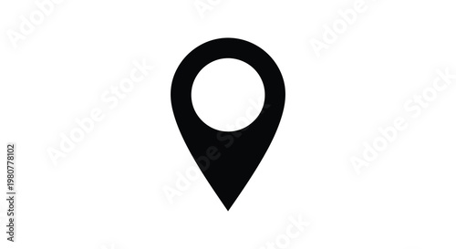 A simple black location pin icon minimalist design clearly indicating a point silhouette