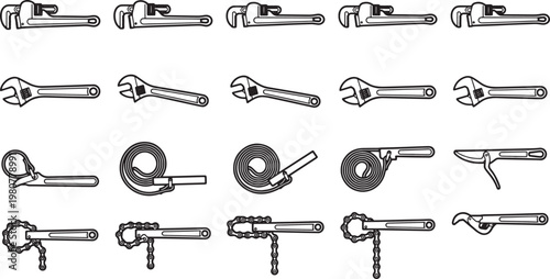A comprehensive collection of mechanical tools, essential instruments for repair and construction. Meticulously captured in a detailed overhead shot.