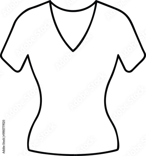 Simple V Neck T Shirt Outline for Womens Casual Wear and Apparel Designs